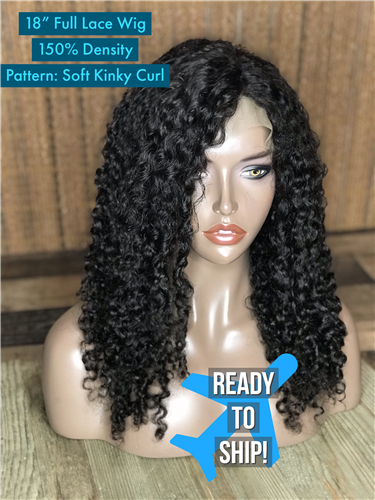 !!SOLD!!- 18" FULL LACE WIG- 150% density, SOFT KINKY CURL